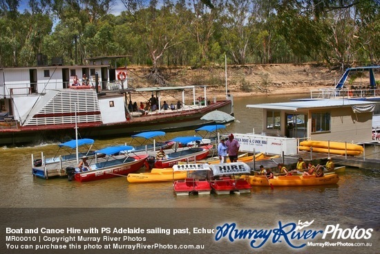 Boat and Canoe Hire with PS Adelaide sailing past, Echuca 