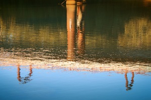 Echuca Bridge reflection in Murray River, Victoria