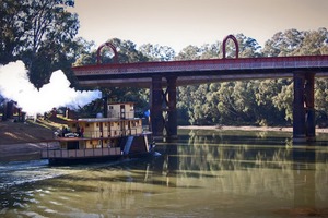 Emmylou paddle boat at Echuca Bridge, Murray River, Victoria