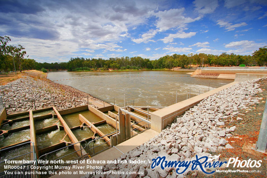 Torrumbarry Weir north-west of Echuca and fish ladder, Victoria