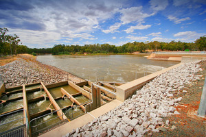 Torrumbarry Weir north-west of Echuca and fish ladder, Victoria