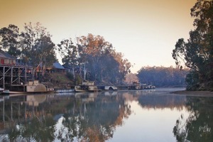 Historic Echuca Wharf, PS Pevensy and PS Adelaide on sunrise, Echuca, Victoria