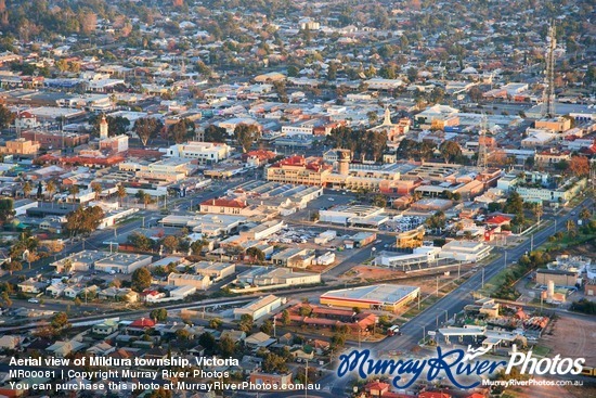 Aerial view of Mildura township, Victoria