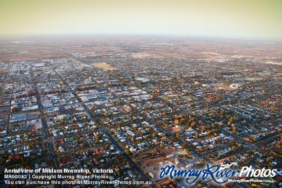 Aerial view of Mildura township, Victoria