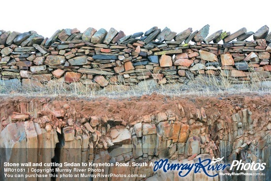 Stone wall and cutting Sedan to Keyneton Road, South Australia