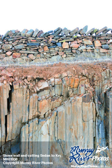 Stone wall and cutting Sedan to Keyneton Road, South Australia