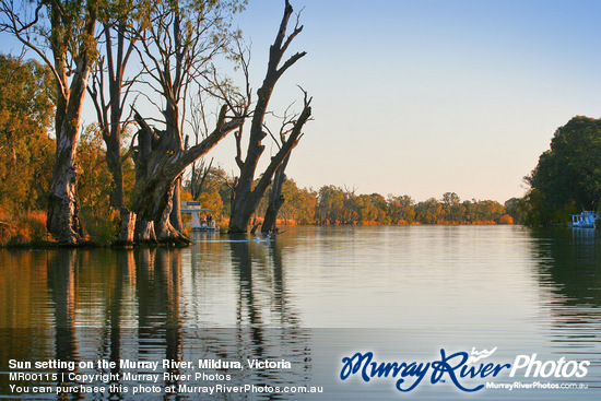 Sun setting on the Murray River, Mildura, Victoria