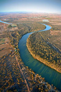 Aerial of Murray River near Dareton, New South Wales