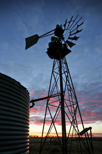 Local windmill at Pinnaroo on sunrise, South Australia