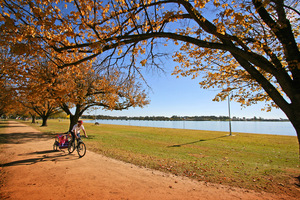 Bike riding by Lake Mulwala, Yarrawonga, Victoria
