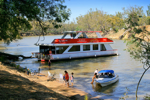 Houseboating on the Murray River at Echuca, Victoria