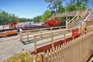 Wharf at Port of Echuca and railway, Victoria