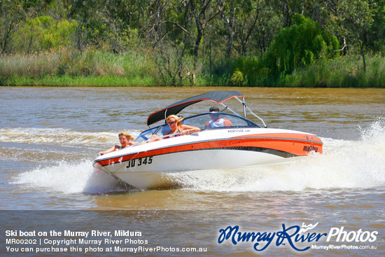 Ski boat on the Murray River, Mildura