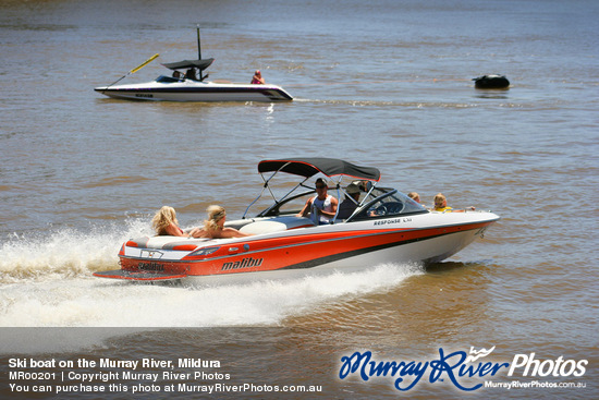 Ski boat on the Murray River, Mildura