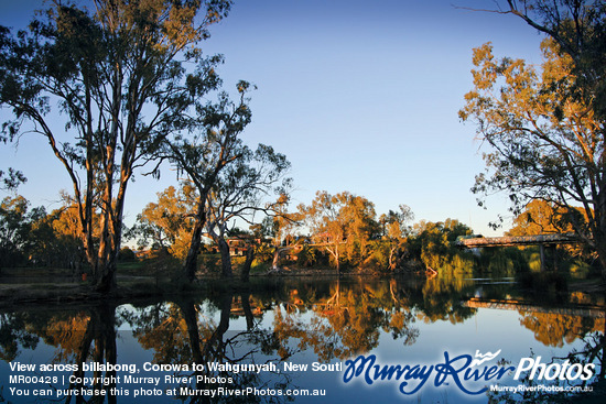 View across billabong, Corowa to Wahgunyah, New South Wales