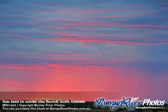 Rain band on sunrise near Bowhill, South Australia