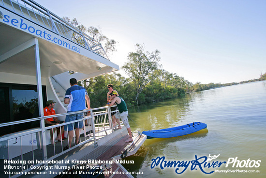 Relaxing on houseboat at Kings Billabong, Mildura