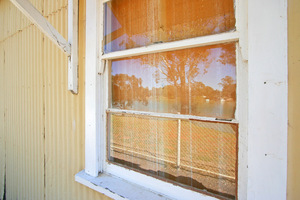 Reflecton from historic Morgan Railway Station,\nSouth Australia