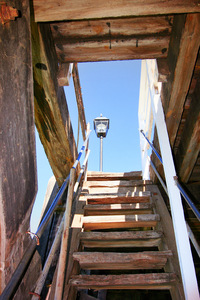 Looking up stairs at Morgan Wharf,\nSouth Australia