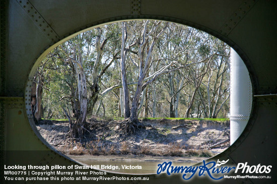 Looking through pillon of Swan Hill Bridge, Victoria