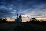 Sunrise on Carina silos, Mallee, Victoria