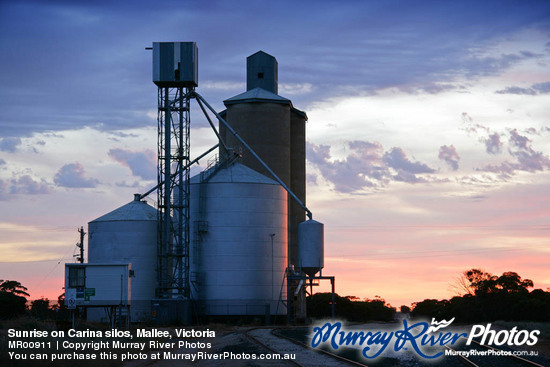 Sunrise on Carina silos, Mallee, Victoria