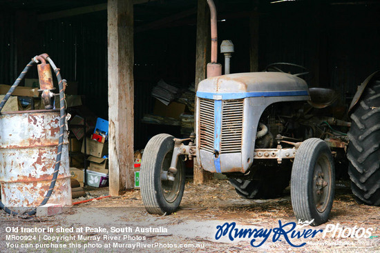 Old tractor in shed at Peake, South Australia