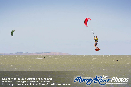 Kite surfing in Lake Alexandrina, Milang