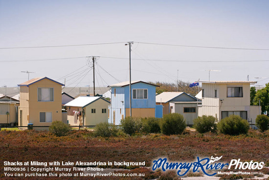 Shacks at Milang with Lake Alexandrina in background