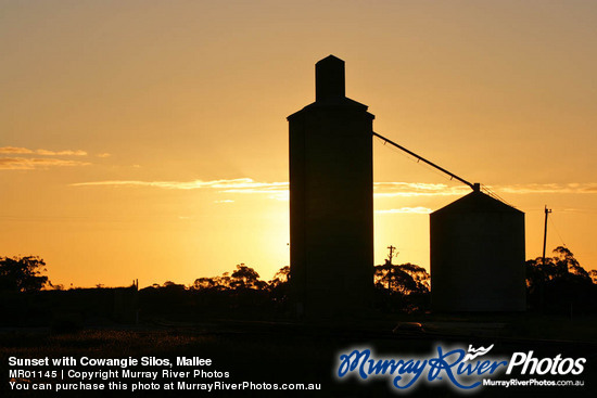 Sunset with Cowangie Silos, Mallee