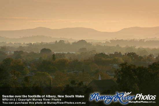 Sunrise over the foothills of Albury, New South Wales