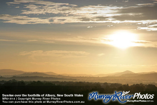 Sunrise over the foothills of Albury, New South Wales