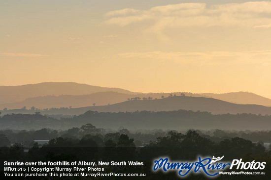 Sunrise over the foothills of Albury, New South Wales