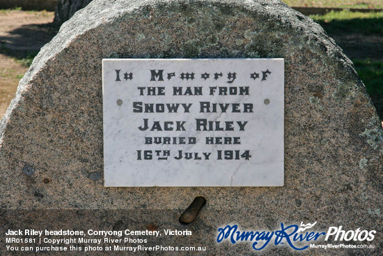 Jack Riley headstone, Corryong Cemetery, Victoria