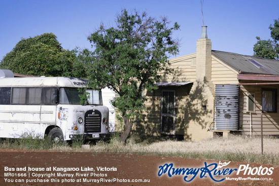 Bus and house at Kangaroo Lake, Victoria