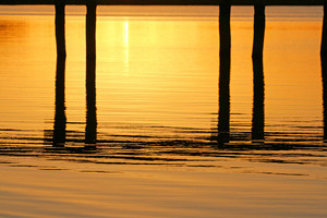 Jetty reflections on Lake Bonney, Barmera