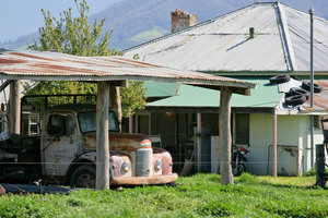 Old truck and house at Welaregang, Upper Murray