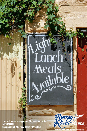 Lunch meals sign at Pinnaroo Hotel, South Australia