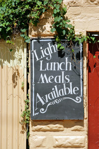 Lunch meals sign at Pinnaroo Hotel, South Australia