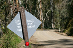 Road safety sign in the Alps, New South Wales