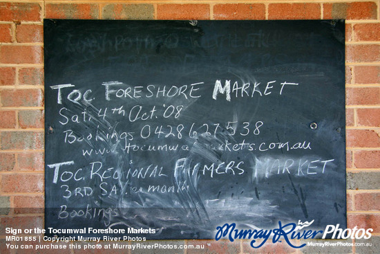 Sign or the Tocumwal Foreshore Markets