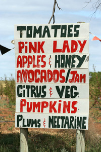 Fruit signs at Wood Wood