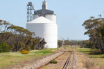 Silos and railway at Geranium, Mallee, South Australia
