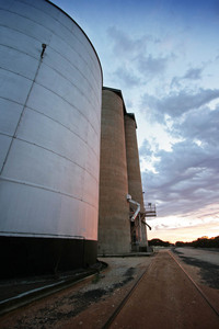 Carina silos on sunrise, Mallee, Victoria