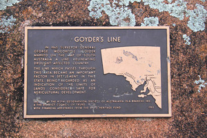 Plaque for marking of Goyder's Line, Blanchetown