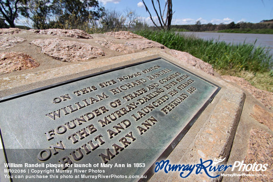 William Randell plaque for launch of Mary Ann in 1853