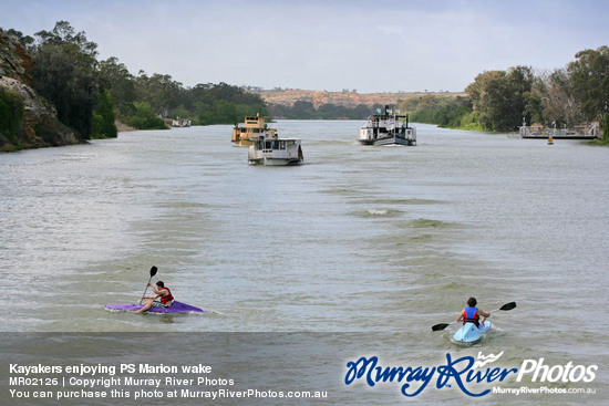 Kayakers enjoying PS Marion wake