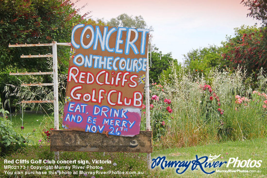 Red Cliffs Golf Club concert sign, Victoria