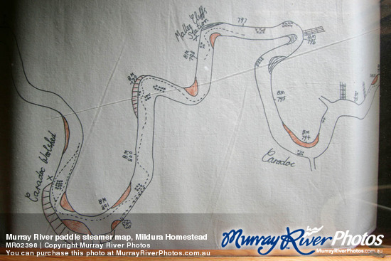 Murray River paddle steamer map, Mildura Homestead