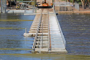 Lock 1 during high river flow, Blanchetown